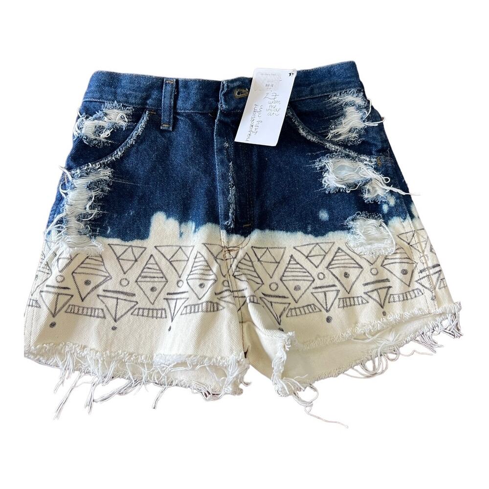 Custom Handmade Women’s juniors size 27 tribal cut off distressed shorts
